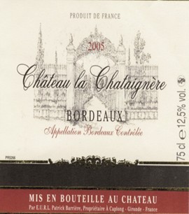栗子树城堡红葡萄酒Chateau La chataignere