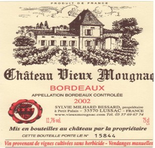 摩格纳克古堡红葡萄酒 Châteaux Vieux Mougnac 2002 