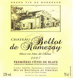 贝德兰庄干红 CHATEAU BELLOT DE RAMEZAY 2007  