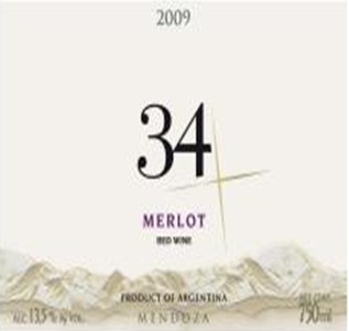 34度 梅乐红葡萄酒 34 Merlot 2009
